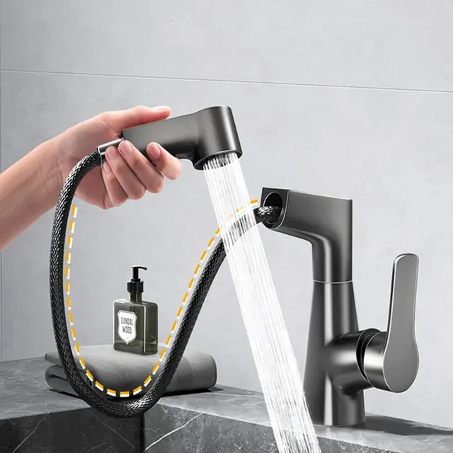 Robinet de lavabo de salle de bain extractible à double… – vue 3