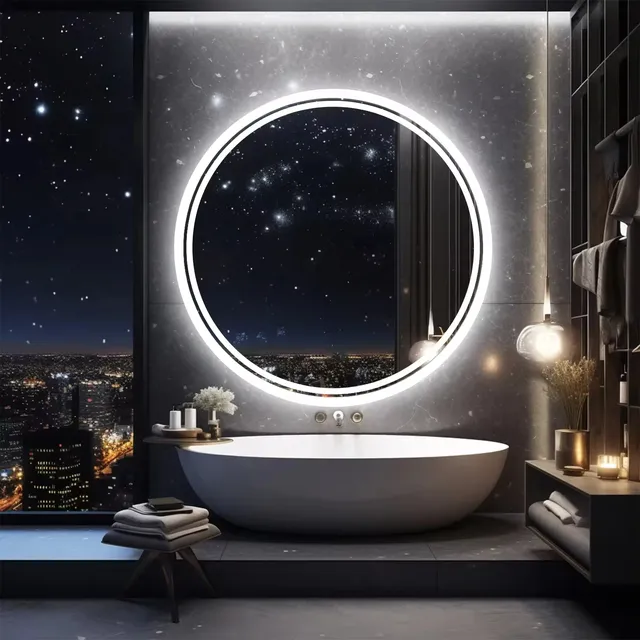 Miroir de salle de bain intelligent LED HD avec lumières – vue 4