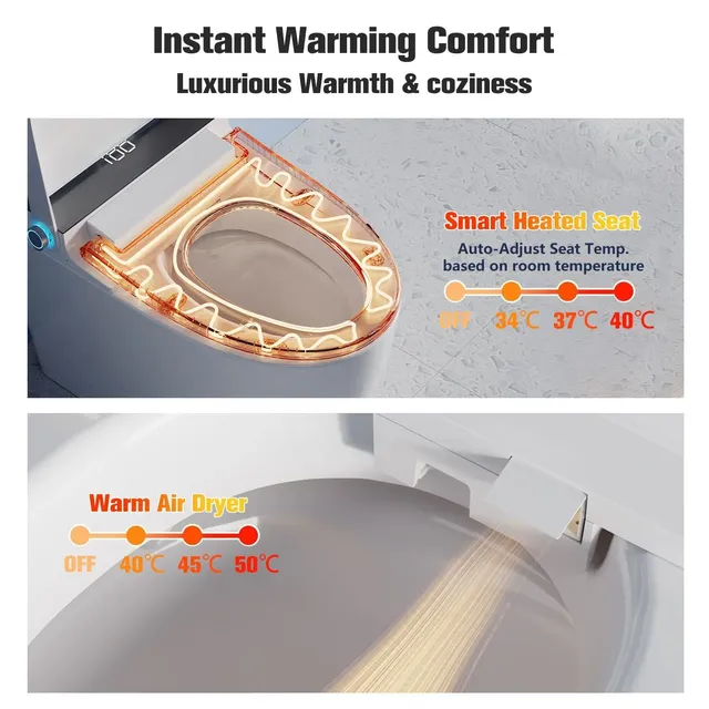 Toilette intelligente automatique sans bords compact… – vue 3