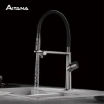 Robinet de cuisine de luxe en laiton gris pistolet, 1 trou, Double poignée, double commande froide et chaude, avec eau filtrée, robinet d&rsquo;évier à deux fonctions