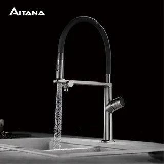 Robinet de cuisine de luxe en laiton gris pistolet