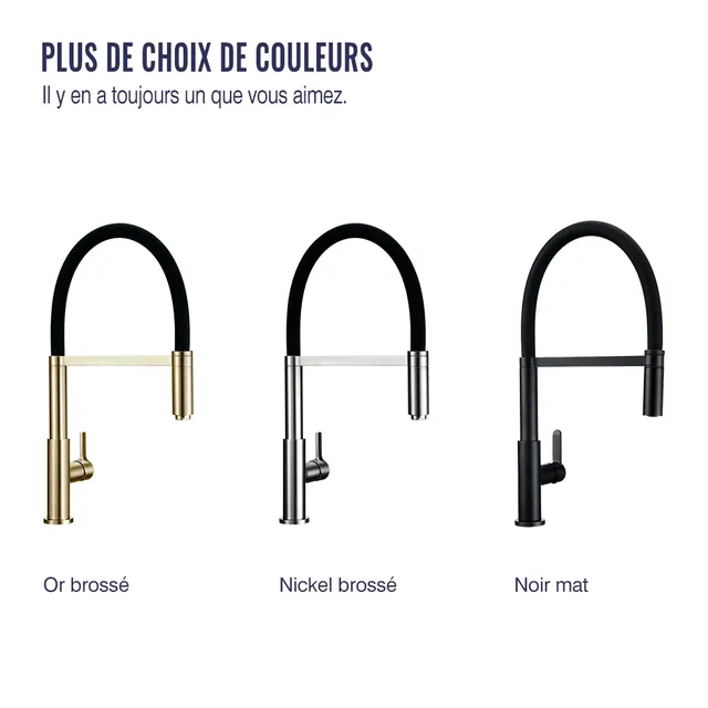 Robinet de cuisine en or brossé robinet d'eau chaude et… – vue 6