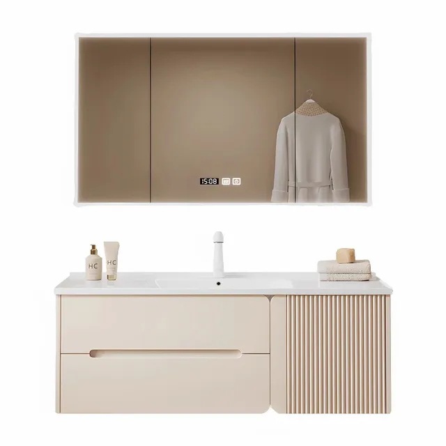 Lavabo bois salle de bain armoire tiroirs Design… – vue 6