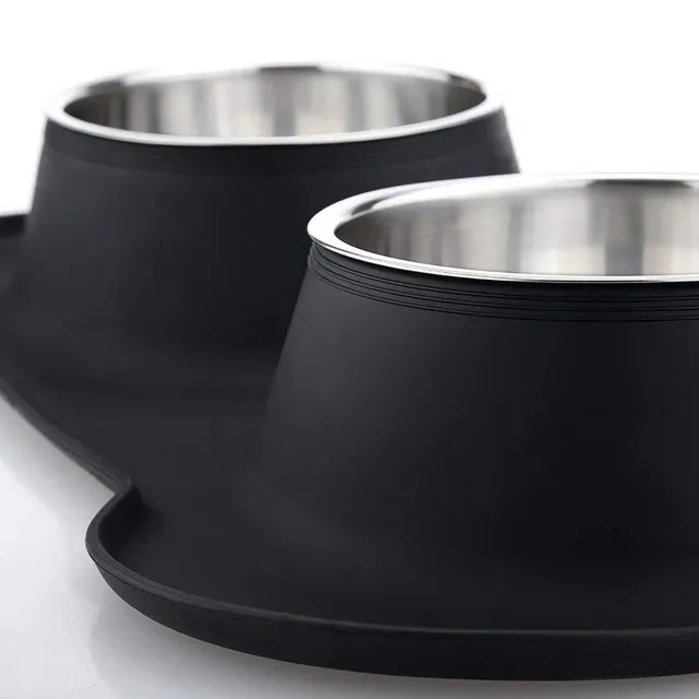 Double bol antidérapant pour chien avec tapis en Silicone – vue 5