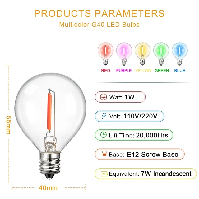 Ampoule Globe en Verre à Filament LED RGB – vue 2