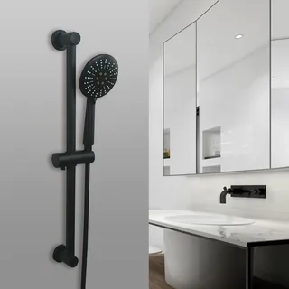 Barre de douche murale à revêtement noir