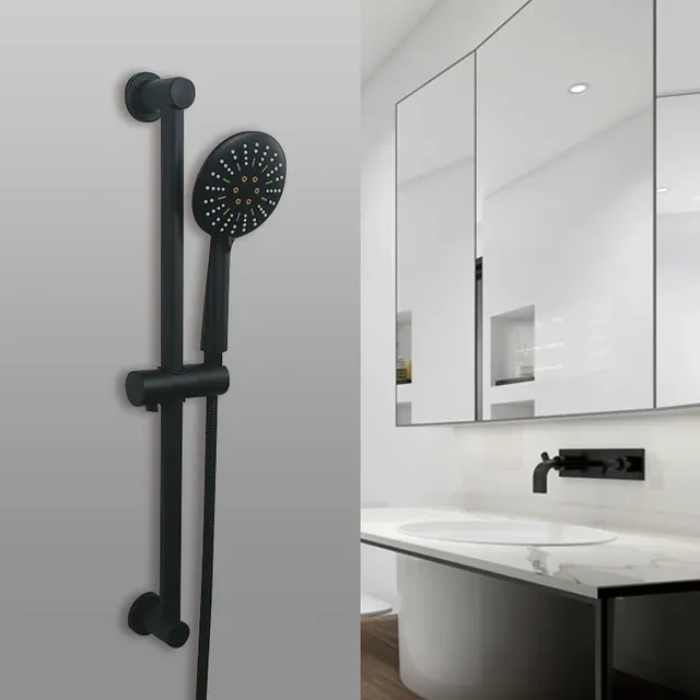 Barre de douche murale à revêtement noir
