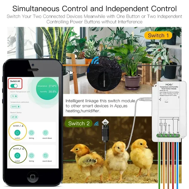 Commutateur intelligent de température et d'humidité WiFi – vue 3