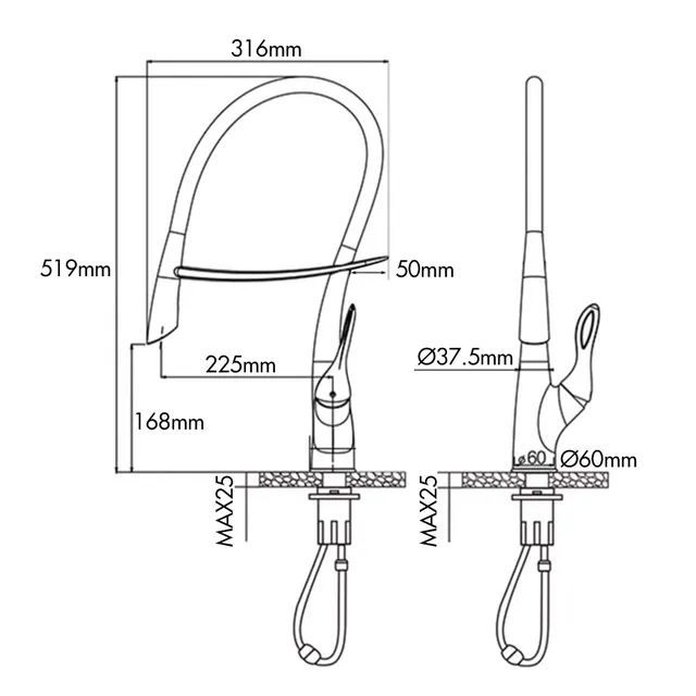 Robinet cuisine capteur extractible monocommande bec… – vue 3