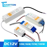 Transformateurs d&rsquo;éclairage LED DC12V 18W 36W 72W 100W, adaptateur d&rsquo;alimentation pour bande LED, alimentation 12V