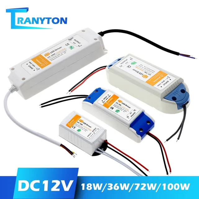Transformateurs d'éclairage LED DC12V 18W 36W 72W 100W