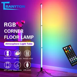 RGB LED atmosphère RGB WW CW lumière sol dimmable USB puissance Smart APP lampe chambre intérieure LED coin debout lumières décoration