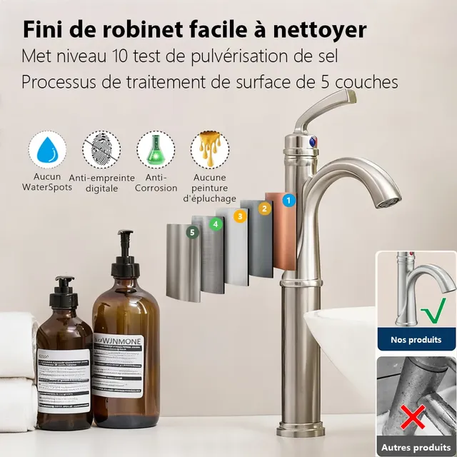 Robinets de lavabo en or brossé – vue 4