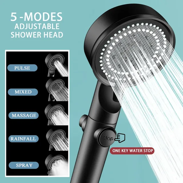 Zhangji-Pommeau de douche à effet pluie de massage noir