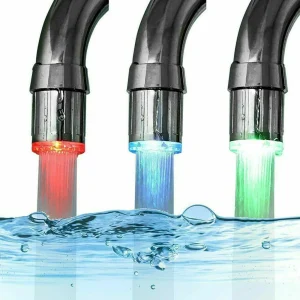 Lumière de robinet Led, lumière de jet d&rsquo;eau, changement d&rsquo;impérature, robinet de cuisine, couleur sensible, 7 capteurs, accessoires, Kit de robinet