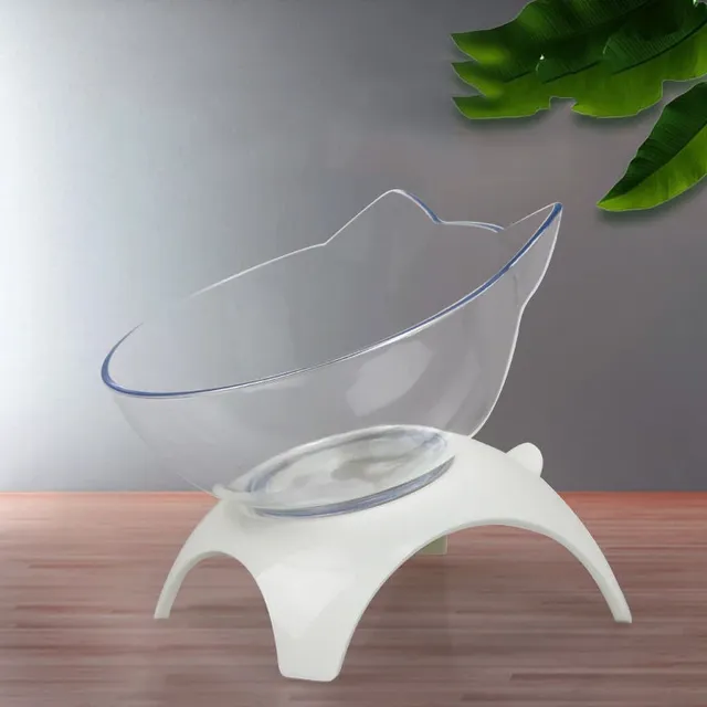 Bol chat surélevé incliné plastique transparent tête…