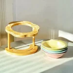 Distributeur de nourriture bol en céramique pour chat, mignon et créatif, bol à pied haut pour animaux de compagnie, détachable et antidérapant, bassin d&rsquo;alimentation pour chien, récipient d&rsquo;eau