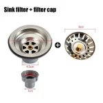 Drain de lavabo résistant à la Corrosion, Structure Simple, accessoires de filtre d&rsquo;évier durables, faciles à installer, en acier inoxydable