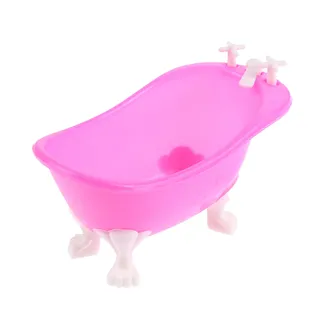 Baignoire miniature poupée plastique rigide rose vif ovale rétro…