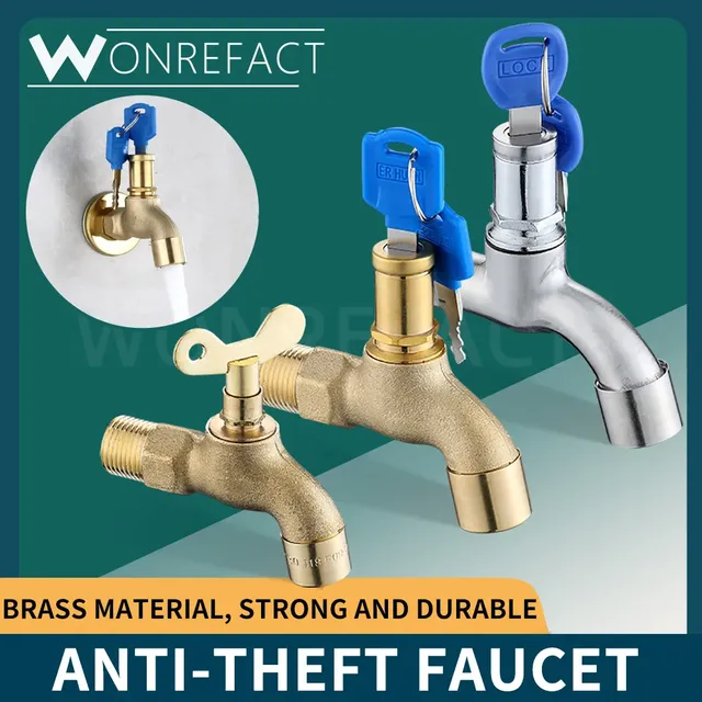 Robinet antivol mural extérieur laiton inoxydable dorée… – vue 2