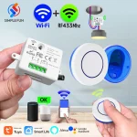 WiFi interrupteur d&rsquo;éclairage intelligent Smartlife Tuya Alexa Google Home RF433Mhz télécommande sans fil Mini panneau rond interrupteur maison intelligente bricolage