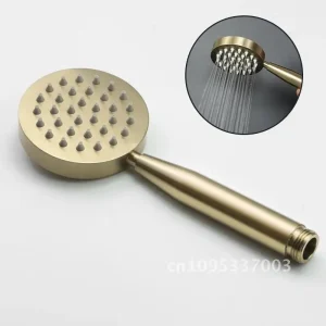 Pommeau de douche à main en or brossé, salle de bains, finition dorée, bain en acier inoxydable, pomme de douche à main, douche à pulvérisation en acier et laiton