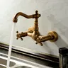 Robinet mural laiton antique brossé vintage double… – vue 2