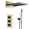 Ensemble douche thermostatique encastré mural doré… – vue 5