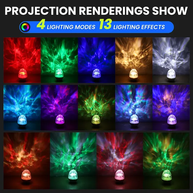 Veilleuse RGB à ondulation d'eau avec télécommande – vue 2