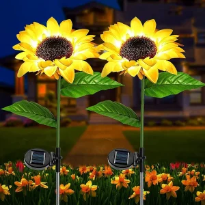 Simulé tournesols solaires extérieurs sens intelligent lumières de jardin cour mariage Thanksgiving décor lumière LED étanche lumière de pelouse