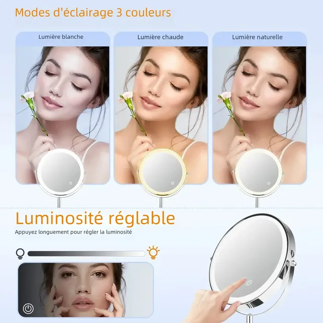 Miroir de maquillage 4.2 par LED grossissante 1X/10X – vue 2