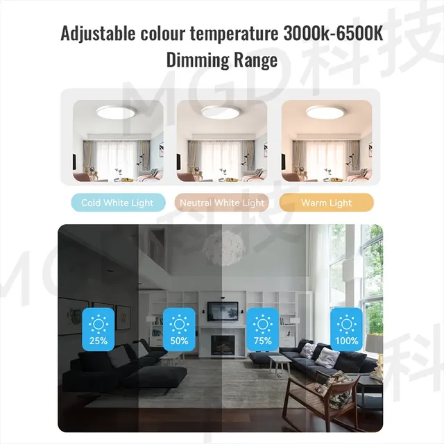 Ewelink-Plafonnier LED Intelligent RVB Ultra Mince – vue 5