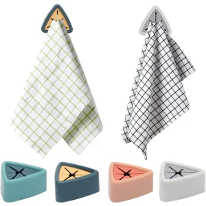 Porte-serviettes 3 en 1 avec crochets – Peut contenir des chiffons, des chiffons et des essuie-mains – Organisateur peu encombrant pour cuisine/salle de bain, installation facile