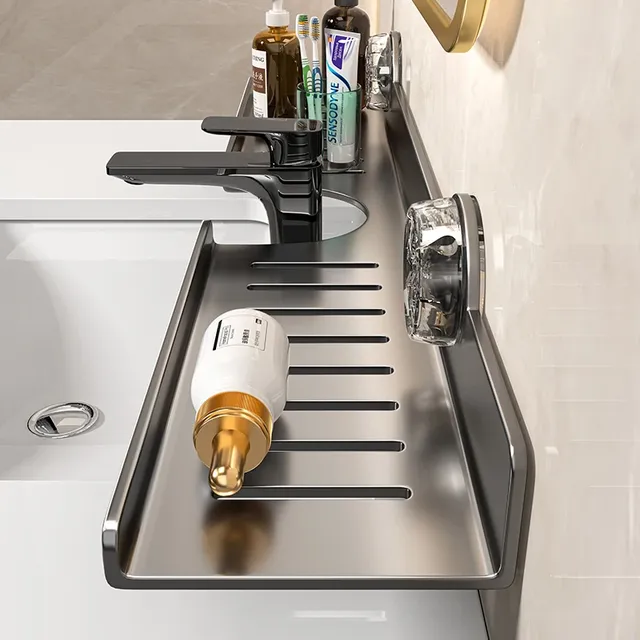 Étagère murale lavabo inoxydable brossé ventouse… – vue 5
