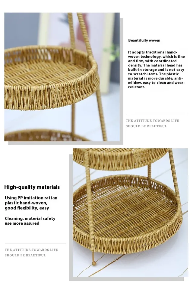 Panier en bambou tissé à la main à deux couches – vue 2