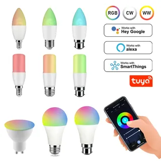 RGB Tuya Smart Wifi GU10 E27 E14 LED lumières ampoule vie APP contrôle…