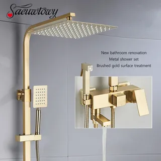Robinet de douche doré brossé