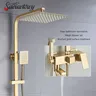 Robinet de douche doré brossé