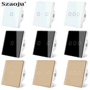 UE interrupteur tactile LED panneau de verre cristal applique interrupteur de lumière 1/2/3 Gang AC100-240V LED capteur commutateurs Interruttore