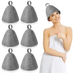 FLYY-24Pcs chapeau de Sauna chapeau de bain en feutre Protection de la tête capuchon de Sauna absorbant pour Sauna douche bain accessoires de salle de vapeur