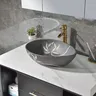 Meuble vasque mural contemporain marbre gris ronde… – vue 5