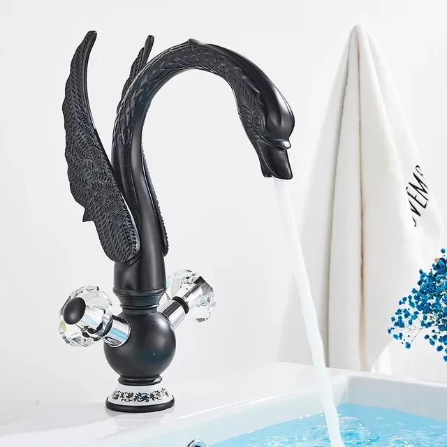 Robinet de lavabo en laiton or noir cygne – vue 6