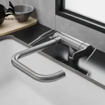 Robinets de cuisine de couleur grise, robinets à filtre à eau plié, mélangeur de cuisine, filtre à eau potable, robinet d&rsquo;évier de cuisine, WF-6702