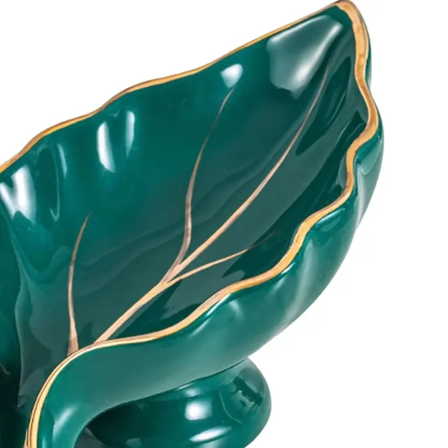 Porte savon céramique feuille émaillée vert émeraude… – vue 5
