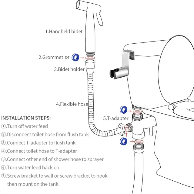 Pulvérisateur de robinet de Bidet de toilette à main – vue 7
