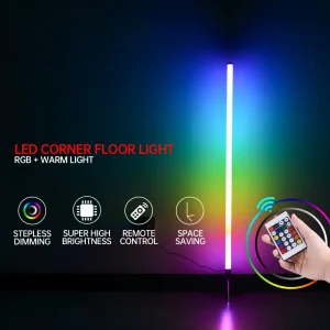 Lampadaire LED intelligent RGB + WW + CW pour la décoration de la pièce, alimentation USB, décoration de maisons nordiques, lumières d’angle d’ambiance RGB Lampadaire LED intelligent RGB + WW + CW pour la décoration de la pièce, alimentation USB, décoration de maisons nordiques, lumières d’angle d’ambiance RGB