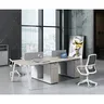 Bureau collectif blanc mat plateau mélamine E0 piétement… – vue 2