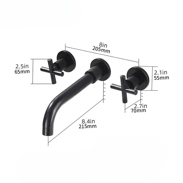 In-Wall Basin Faucet Set 3 hole Gold/Black Gold Brass… – vue 7
