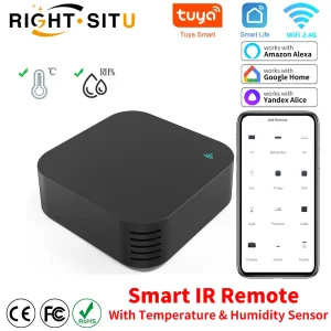 Tuya Smart Télécommande IR avec Capteur d’humidité de température pour Climatiseur TV DVD AC Fonctionne avec Alexa Google Home Tuya Smart Télécommande IR avec Capteur d’humidité de température pour Climatiseur TV DVD AC Fonctionne avec Alexa Google Home