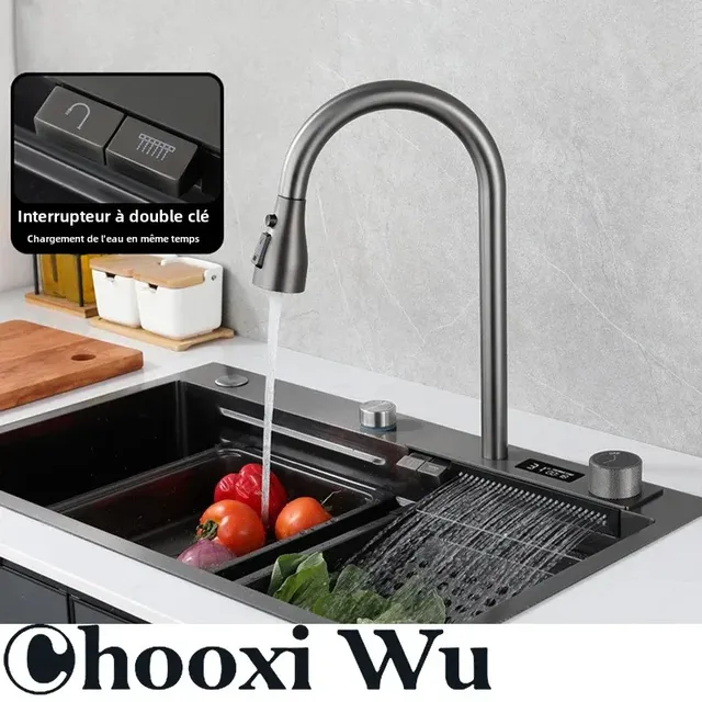 Mitigeur cuisine cygne inox brossé douchette extractible… – vue 2